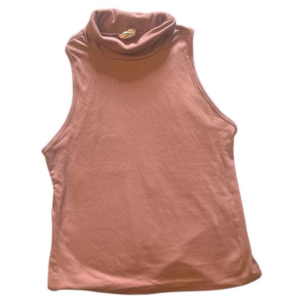 Sleeveless Pink Turtleneck Top